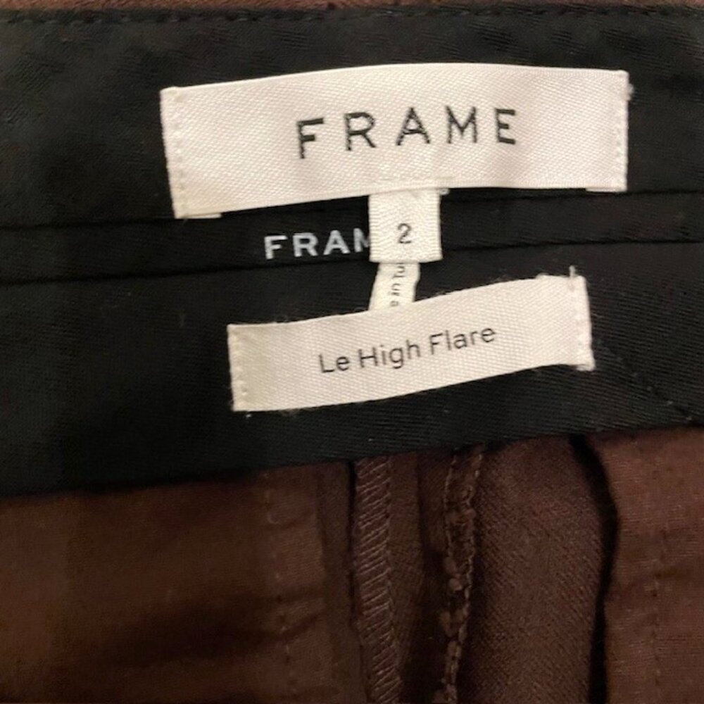 NWOT Frame Le High Flare Split Hem Trouser Pants Brown Size 2 Work Office Career - Picture 11 of 16